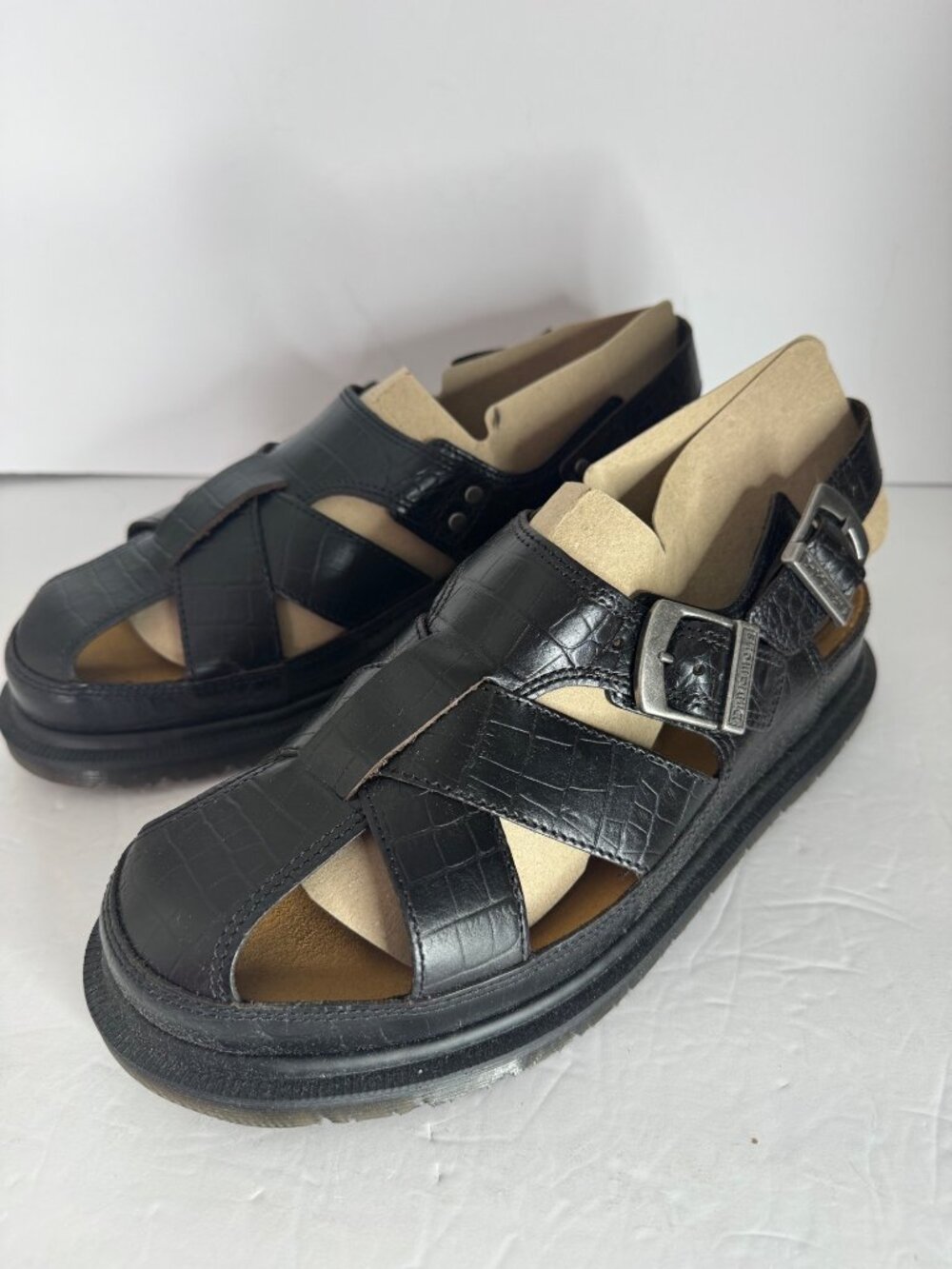 Dr. Martens Archive Sandal Fisherman Crocodile Analine Leather Brown EU 42 US 10 - Picture 4 of 7